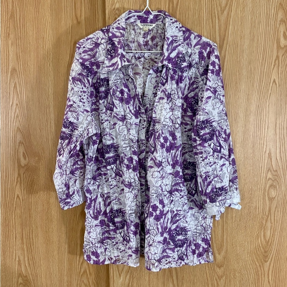Tantrums Purple and White Button Down Shirt